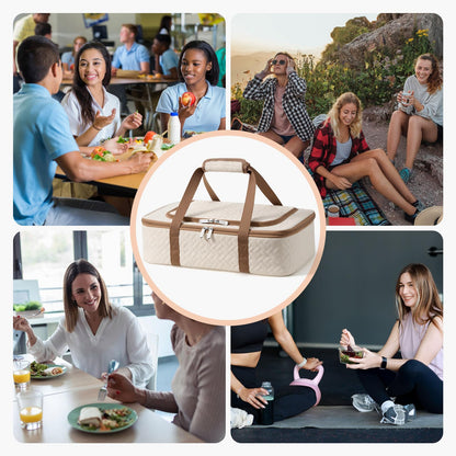 MIAOJIE Insulated Casserole Carrier - Portable Casserole Carrier for Hot or Cold Food, Lasagna Holder for Parties,Picnic,Cookouts,Traveling - Fits 9" x 13" Baking Dish (Beige)