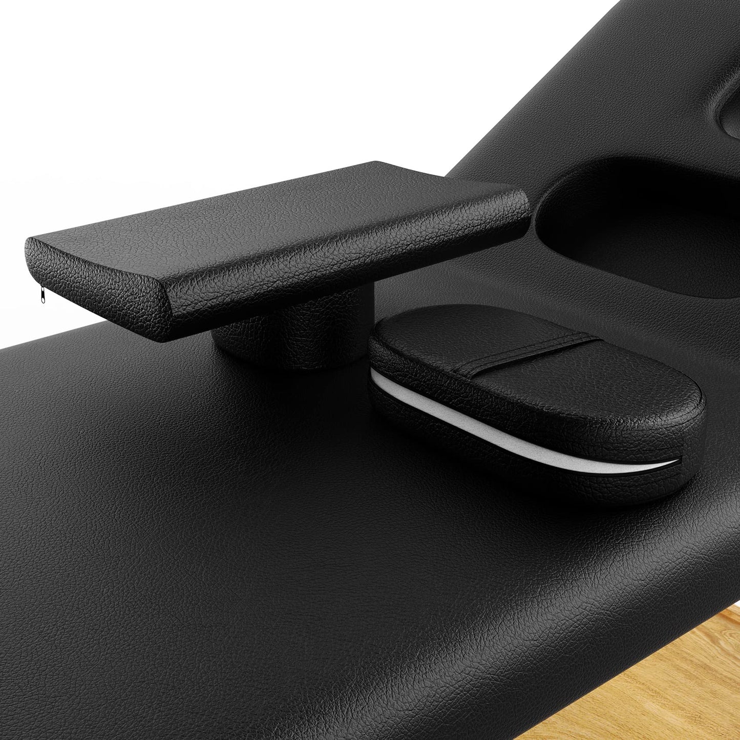 Wood Wide Stationary Massage Table for Treatment Table Physical Therapy Table Spa Facial Bed, PU Leather 31.5'' Wide 75'' Long Heavy Duty Professional Stationary Massage Bed - Black, 4-Legged