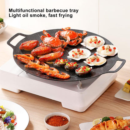 Korean Griddle Pan, Non-Stick Circular Frying Pan for Home Outdoor Stove, BBQ Plate (Universal Model 33cm)