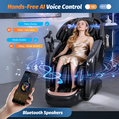 KTENTITO Massage Chair Full Body, 2026 Zero Gravity SL-Track Shiatsu Massage Chairs Recliner with AI Voice, LED Backlight Remote Control, Waist & Calf Heating, Phone Joystick and Holder, G6 Black