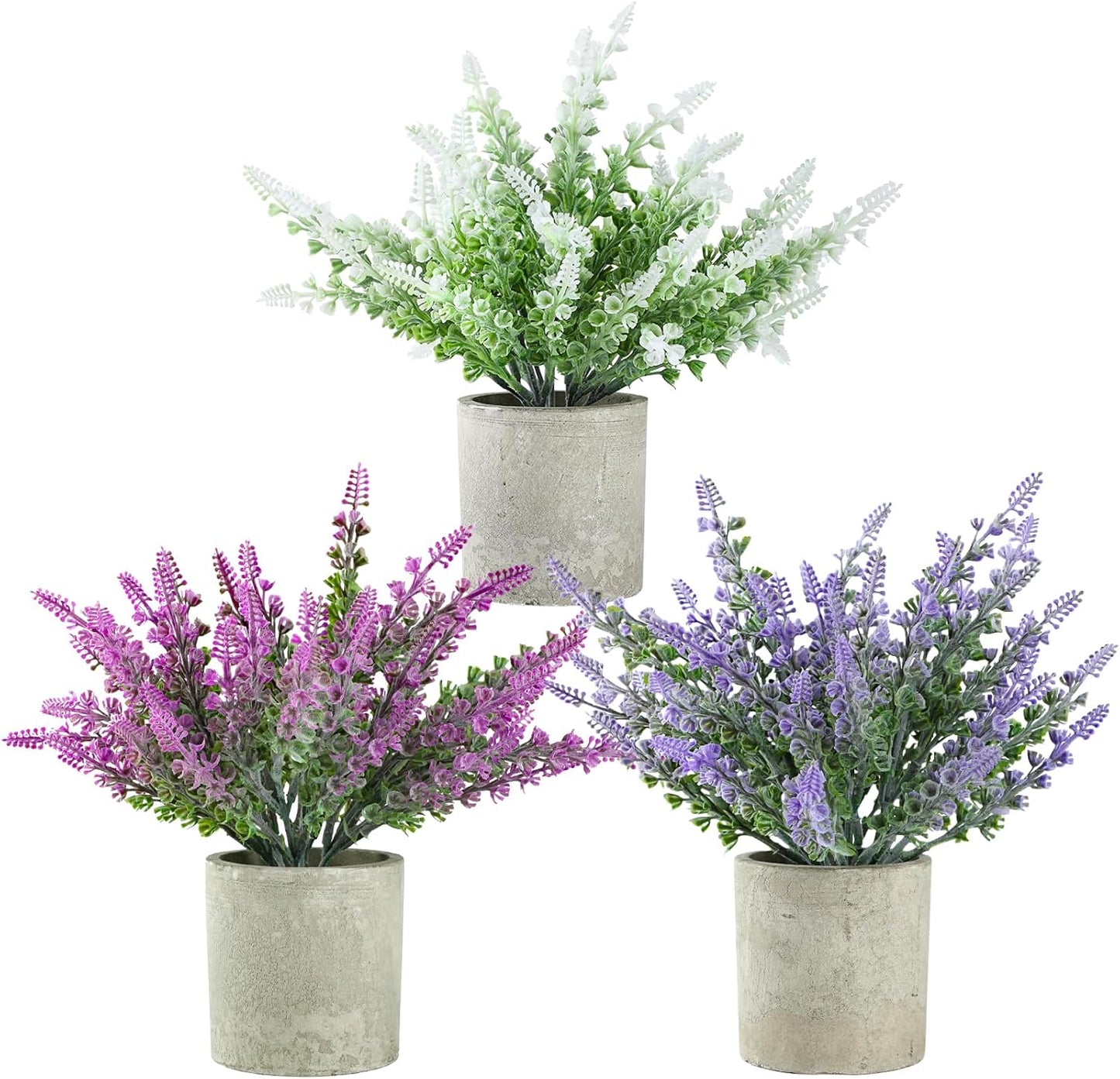 Indoor3-Pack Plant Stand Lifelike Artificial Lavender Artificial Plants Indoor, Nordic Lavender Table