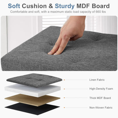 30 Inches NEWBULIG Folding Storage Ottoman Bench with Padded Seat for Bedroom, Small End of Bed Foot Rest Stools