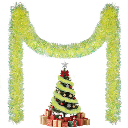JXITON 33FT Christmas Tinsel Garland Lime Green Metallic Hanging Twisted Garland for Christmas Tree Fireplace Mantle Xmas Party Home Decoration