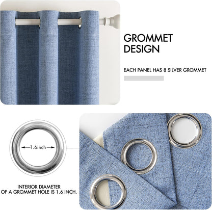 MIULEE Blackout Curtains - 100% Thermal Insulated Linen Texture - Stone Blue, 52x120 Inch (2 Panels)
