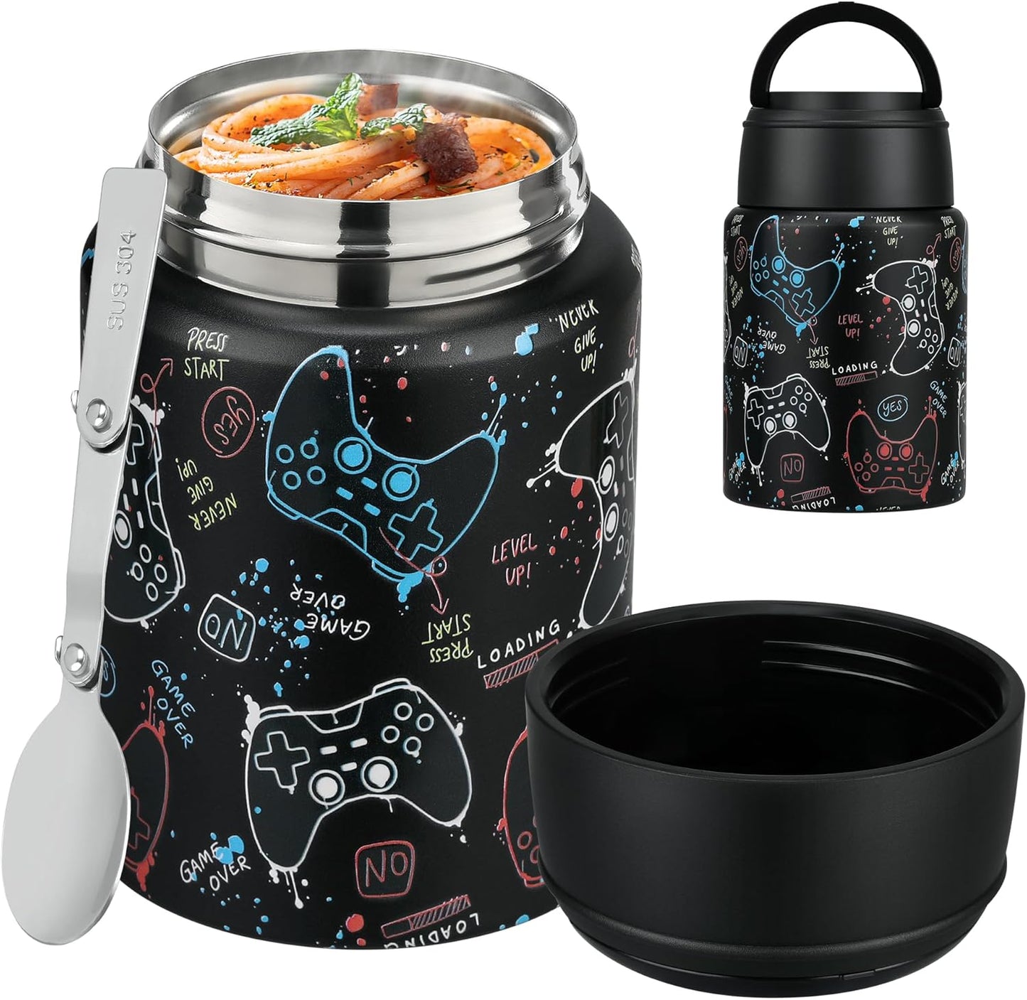 16oz Spoon(3+) Soup Thermo for Hot Food Kids Insulated Food Jar Leakproof Thermo Lunch Container for Kids Wide-Mouth