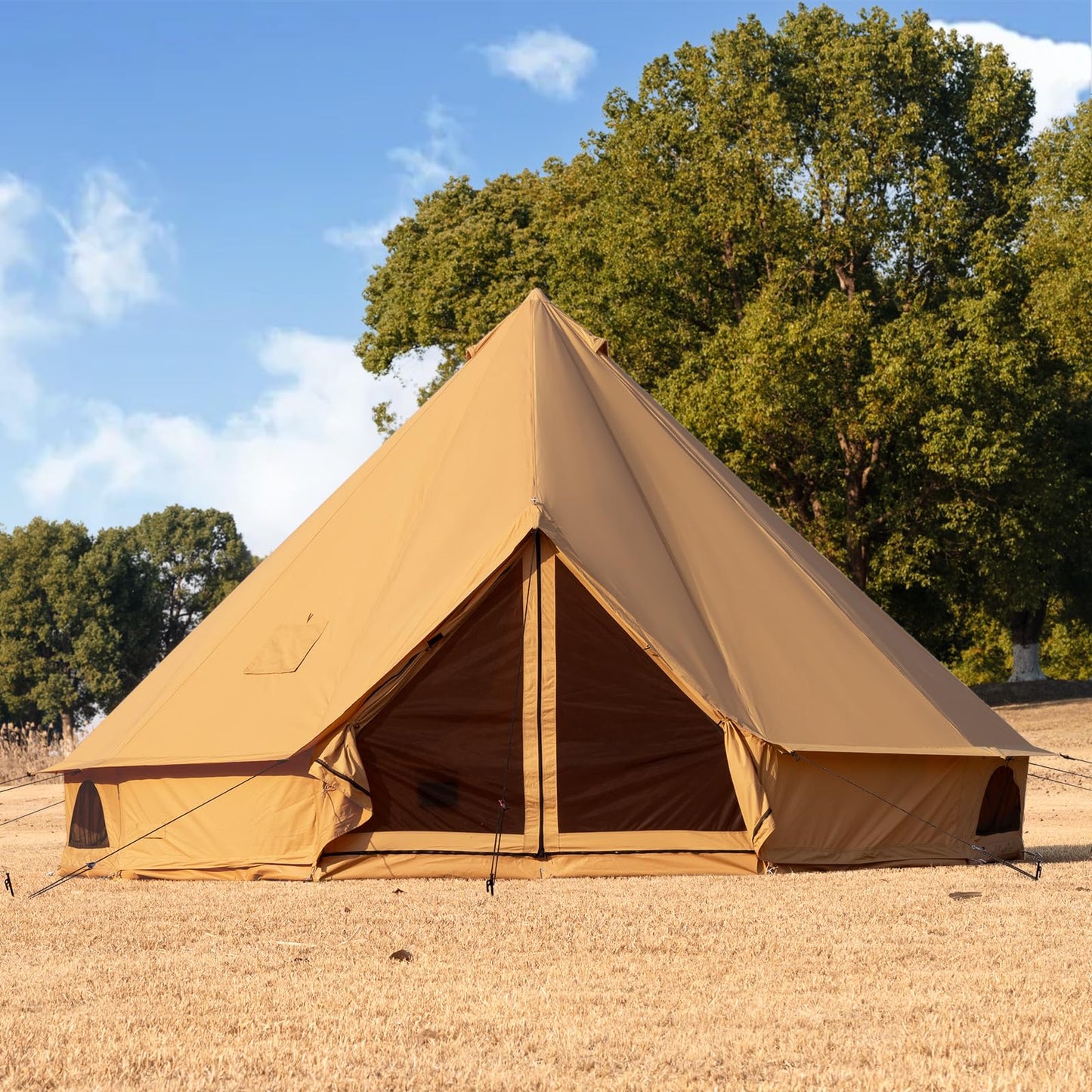 WaldZimmer Canvas Bell Tent Ginger 16.4ft with Stove Jack and Zipped Removable Floor, Luxury Outdoor Glamping Yurt Cotton Tent for Family Truck Car Camping Hunting Party