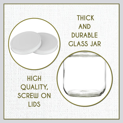 Half Gallon Glass Large Mason Jar Wide Mouth with Airtight Metal Lid - 1/2 Gallon Mason Jars - BPA-Free Glass Jar with Lid - Dishwasher Safe- By Kitchentoolz - Made in USA