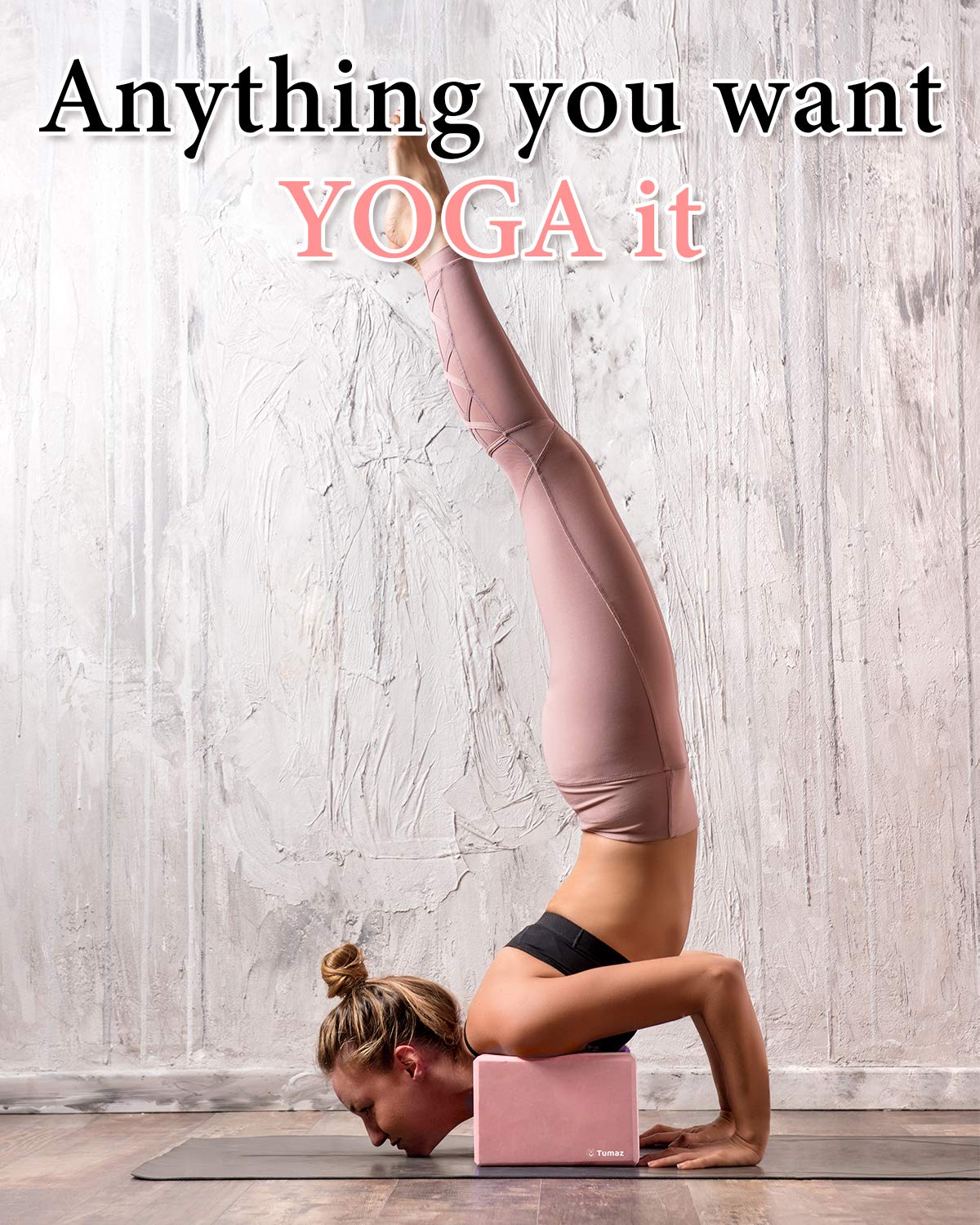 Tumaz Non-Slip Yoga Blocks 2-Pack - High Density/Lightweight EVA Foam & Natural Cork for Stability, Premium Set with E-Book Included