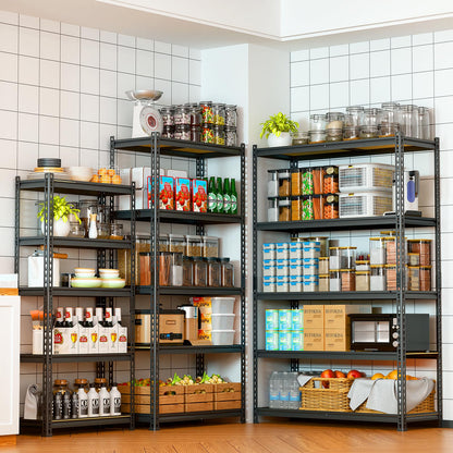 LEVELEVE 5-Tier Storage Shelving Unit, Metal, for Garage, Kitchen, Laundry Room, Adjustable, 35" L x 16" W x 73" H, Rectangular, 4 Pack