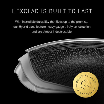 HexClad Hybrid Nonstick 12-Inch Frying Pan, Stay-Cool Handle, Dishwasher-Friendly, Oven-Safe Up to 900°F, Induction Ready, Compatible with All Cooktops