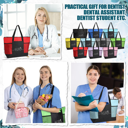 Locmeo 20 Pcs Dental Gifts Dental Assistant Hygienist Multicolor Tote Bags with Mesh Pocket for Dentist Office Accessories