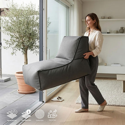 Gouchee Home Alpine Outdoor/Indoor Bean Bag Lounger Chair with Back Rest Filling Included for Patio and Outdoors Silver