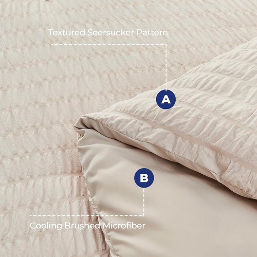 HYMOKEGE Queen Comforter Set - Lightweight 3-Piece Bedding Set with Soft Down Alternative - Beige