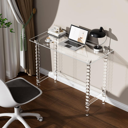 Dewrhiixe Acrylic Desk Computer Laptop Table, Writing Desk Console Entrance Table for Home Office Study Desk (Clear, 39.4“W×19.7”D×29.5“H)