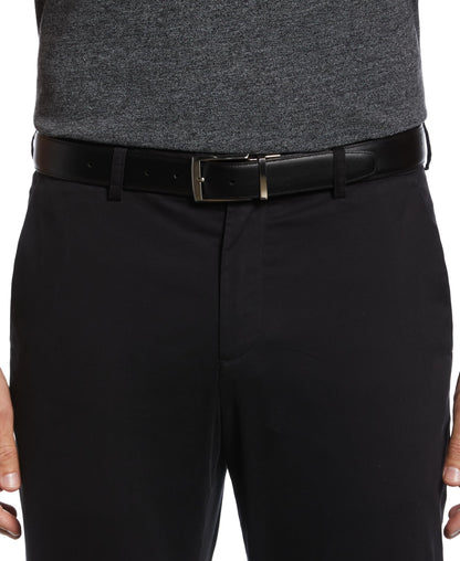 Perry Ellis Men's Portfolio Amigo Reversible Leather Belt, Stitched Edges, Durable, 1.5” Width (Available in Big & Tall), Luggage Brown, 34