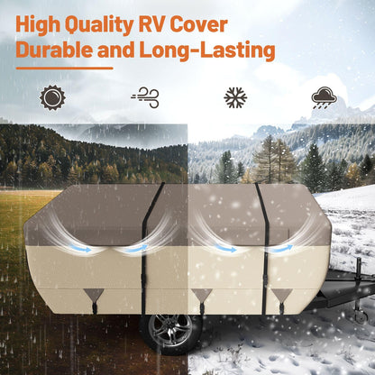 Umbrauto Pop Up Camper Cover for 12'-14' Folding Tent Trailer – 9-Layer Top, 3-Layer Side, Waterproof, Windproof, Sun-Resistant, Heavy-Duty Cover for All-Weather Protection
