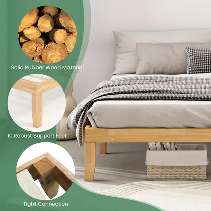 KOMFOTT 14 Inches Wood Platform Bed Frame King Size, Wooden Mattress Foundation with Rubber Wood Frame, Strong Wooden Slats Support, No Box Spring Needed, Bed Frame (Natural)