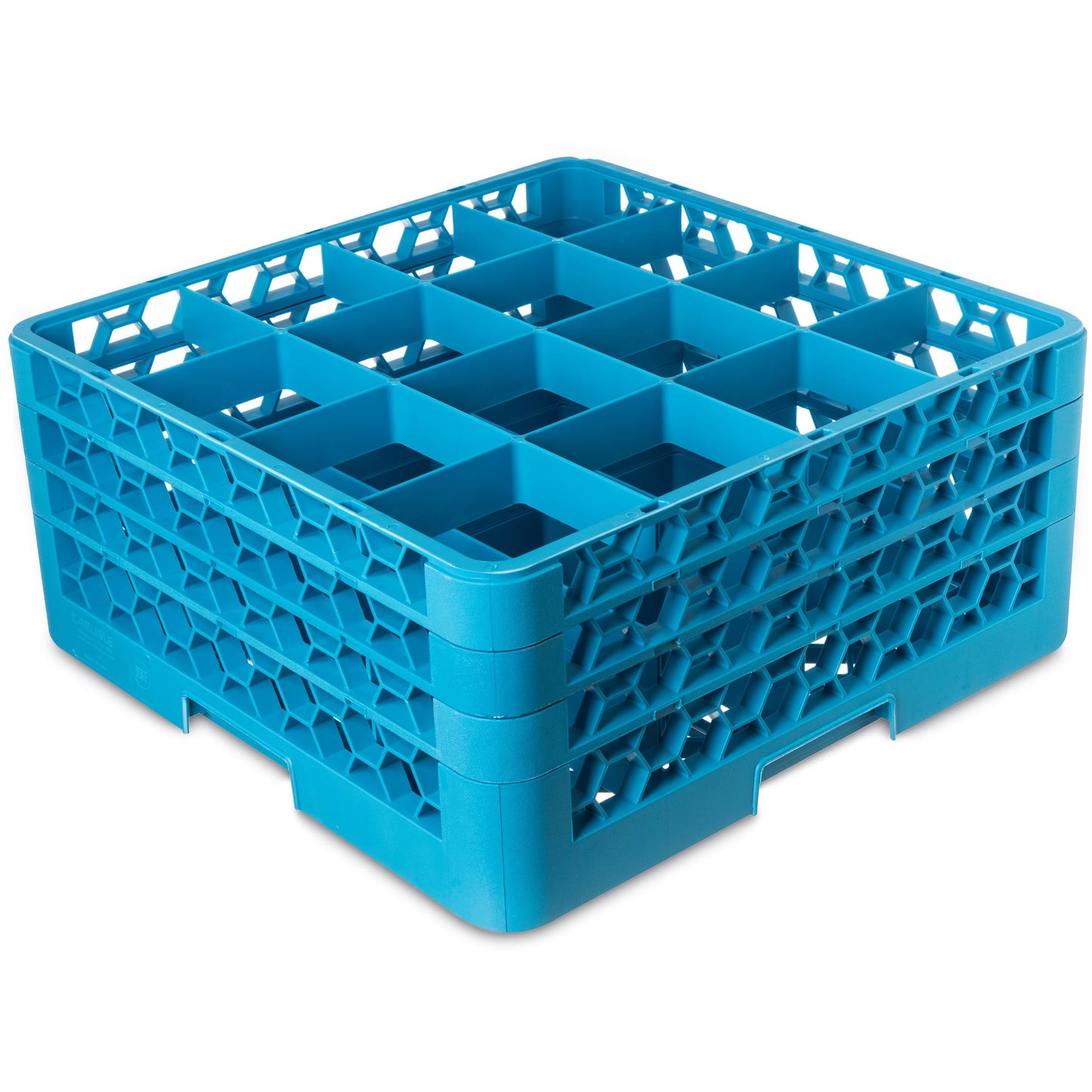 Carlisle FoodService Products Opticlean Glass Rack 16 Compartments with 3 Extenders for Kitchens and Restaurants, Plastic, 19.875 x 19.875 x 8.5 Inches, Carlisle Blue, (Pack of 2)