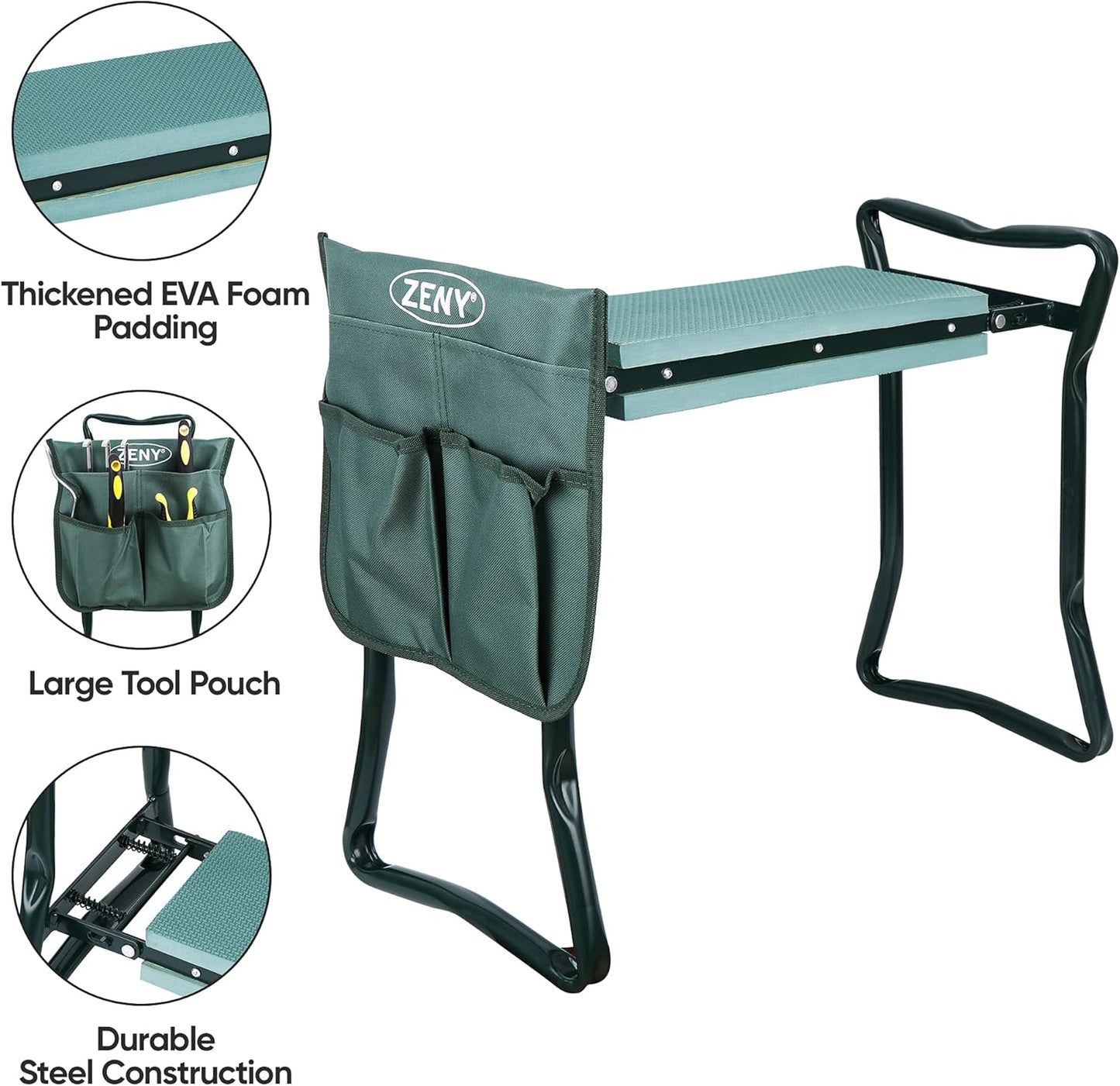 ZENY Folding Garden Kneeler Seat Gardening Workseats Portable Garden Bench Stool with Thicken Foam Kneeling Pad