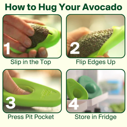 Food Huggers Avocado Huggers 2pc Silicone Reusable Avocado Savers with Pit Storage | BPA Free, Dishwasher Safe Holder | Large & Small Set