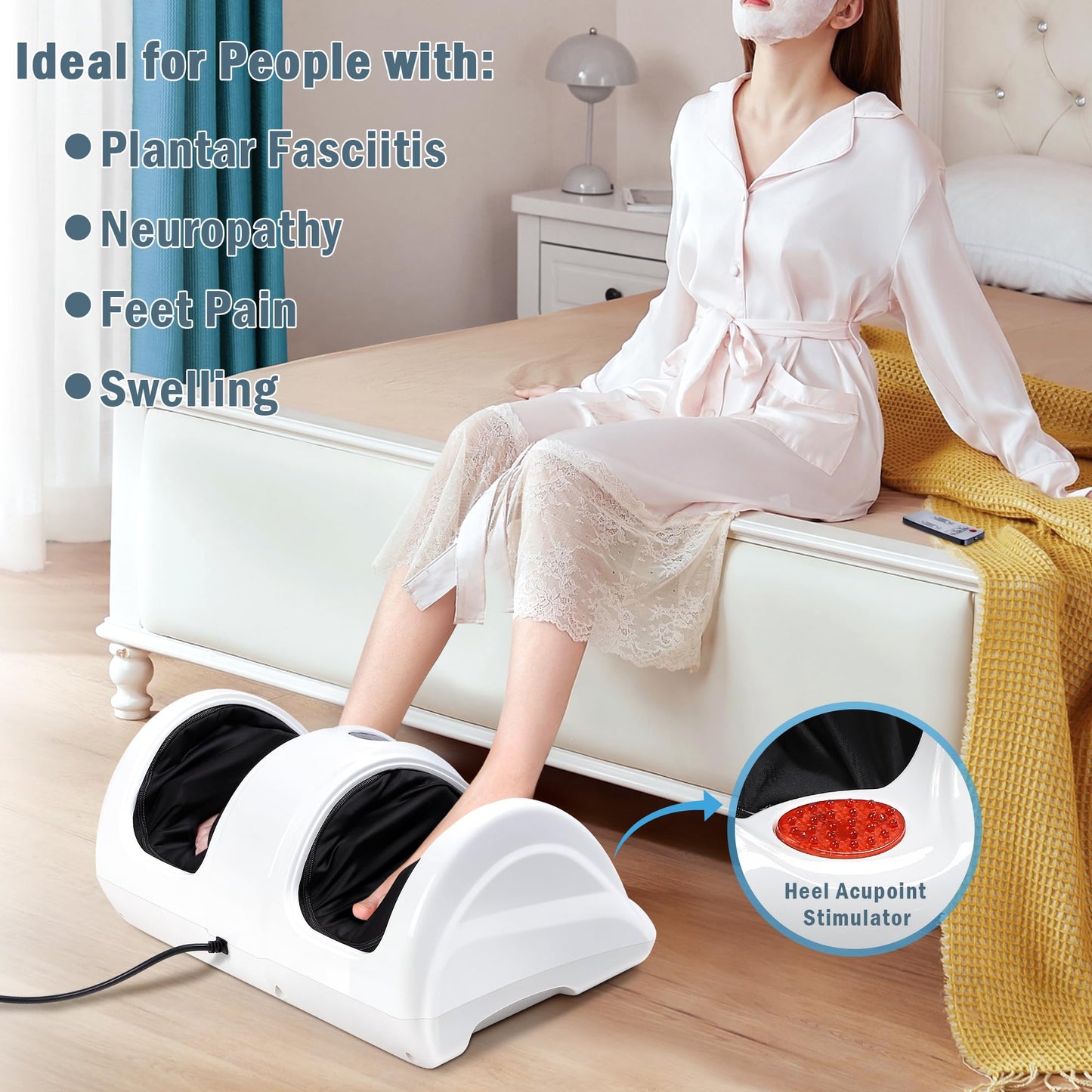 H&B Luxuries Shiatsu Foot Massager Machine with Remote Controller, Kneading and Rolling Home Massagers for Feet, Ankle, Calf, Leg, Ideally for Men, Women, Father, Mom Parents and The Elderly, Red