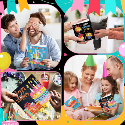 Saillong 12 Pack Happy Birthday Diamond Painting Greeting Card Kits DIY Diamond Art Cards with Envelopes Birthday Cake 5d Rhinestones Painting Kits for Adults DIY Crafts Family Friend Birthday Gifts
