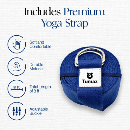 Tumaz Non-Slip Yoga Blocks 2-Pack - High Density/Lightweight EVA Foam & Natural Cork for Stability, Premium Set with E-Book Included