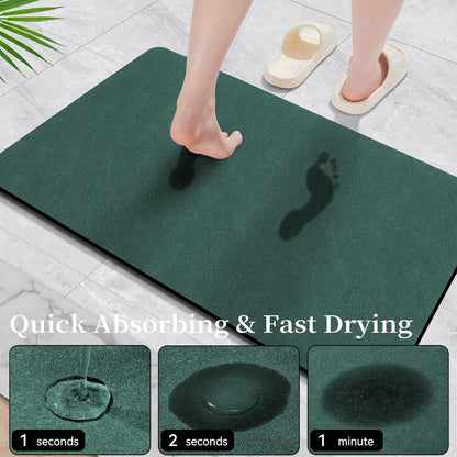 Bath Mat Rugs 24x17 - Diatomaceous Earth Quick Dry Absorbing Non Slip Thin Bathroom Mat for Bathroom Floor