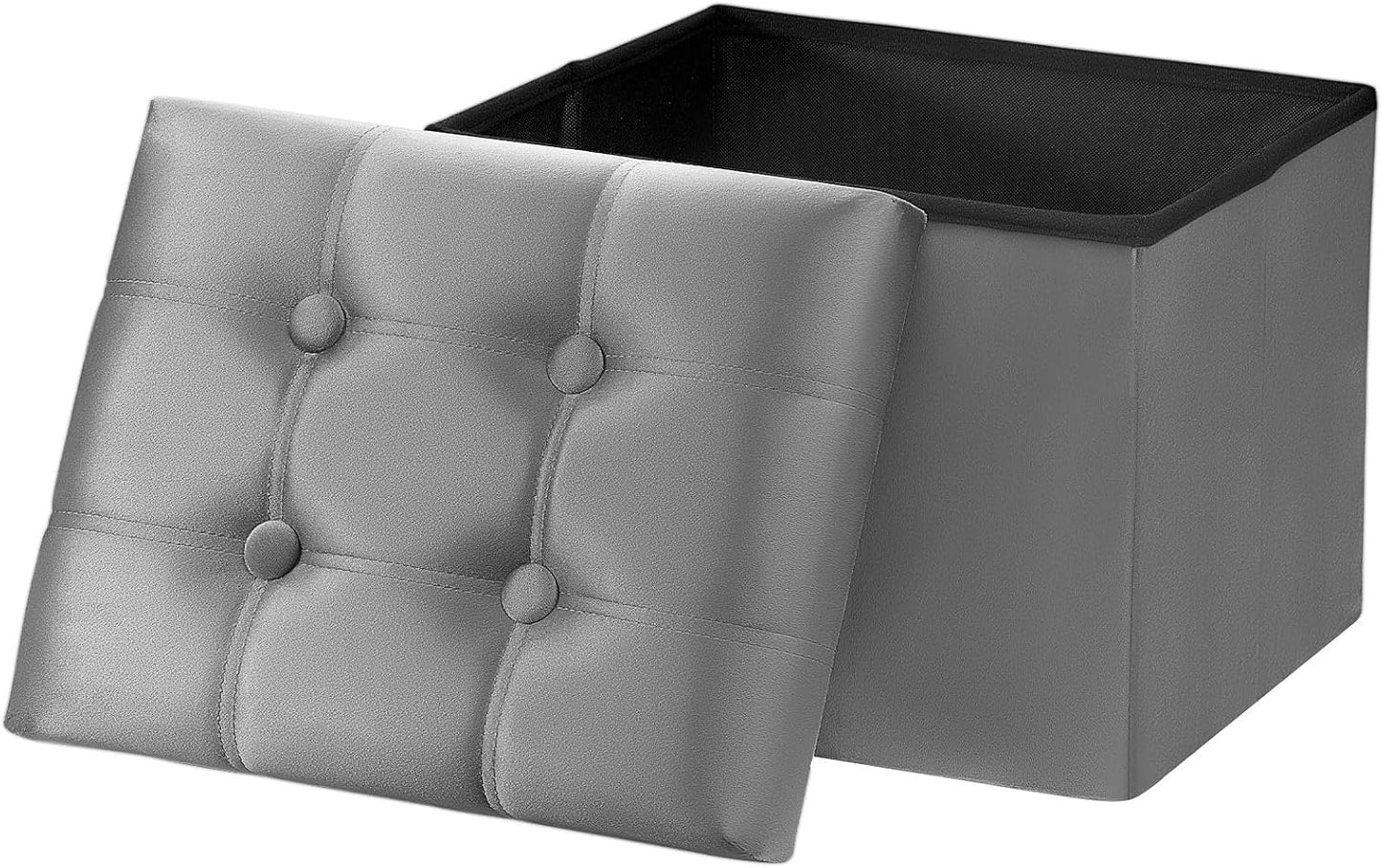 17 inch AmasSmile Storage Ottoman Foot Rest Stool, Velvet Footstool Bench, Short Ottomans Stool, Small Folding Storage