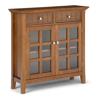 SIMPLIHOME Acadian Storage Cabinet - 36 inch Wide Solid Wood Entryway Storage Cabinet in Light Golden Brown, Transitional Cabinet for Hallway or Living Room with 2 Drawers and Adjustable Shelves