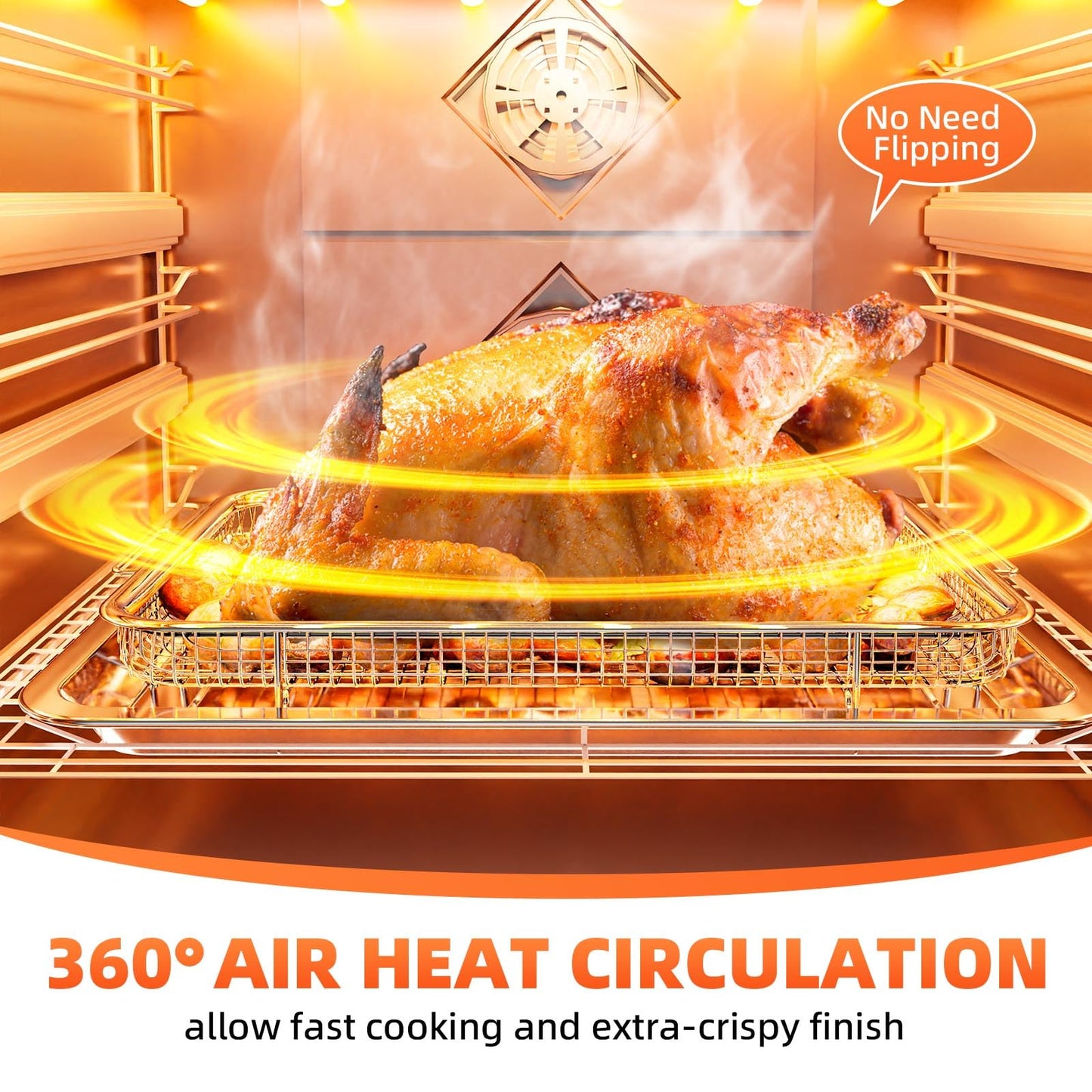 Air Fryer Basket for Oven, 2 Set Oven Air Fryer Basket and Tray with 60 PCS Parchment Papers, DEGOVIN Crisper Tray Non-stick Stainless Steel Air Fry Pans for Convection Oven(14.88" ×10.98"&13" × 9.7")
