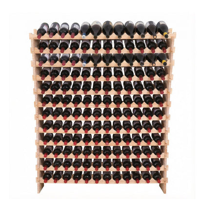 fdjamy Wine Rack freestanding Floor Cabinet 144bottle Wood Stackable Storage Modular Wine Holder Display Shelves ﻿