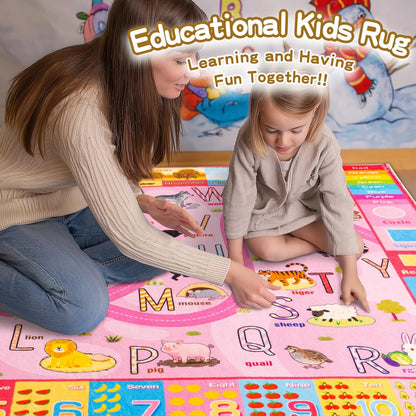 5x7, Washable Kids Play Rug Non-Slip Educational Animal & Season Shape Carpet for Nursery Bedroom Classroom, Ultra-Soft
