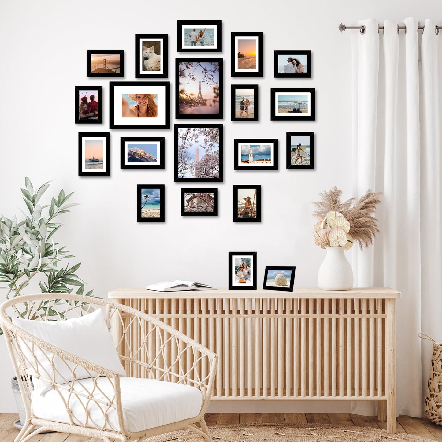20 Packs Picture Frames Collage Wall Decor for Wall Hanging or Tabletop Display, Gallery Wall Frame Set for Family, Multi Sizes Photo Frames Collage Including 3Pcs 8x10, 8Pcs 5x7, 9Pcs 4x6, Black