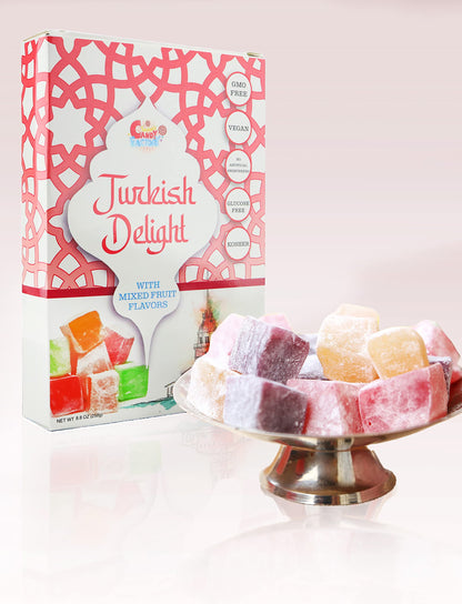 Sarah's Candy Factory Turkish Delight with Assorted Fruit Flavors (8.8 oz) Gifts for Everyone