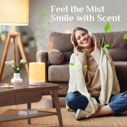 ASAKUKI 300ML Essential Oil Diffuser, Quiet 5-in-1 Premium Humidifier, Home Fragrance Aroma Diffuser with 7 LED Color Changing Light and Auto-Off Switch -Light Brown