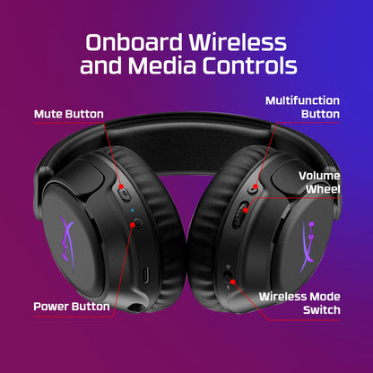 HyperX Cloud Flight 2 – Wireless Gaming Headset, Customizable RGB Lighting with Removable Earcup Plates, up to 100 Hours of Battery Life, 2.4GHz & Bluetooth, Multi-Platform Compatibility - White