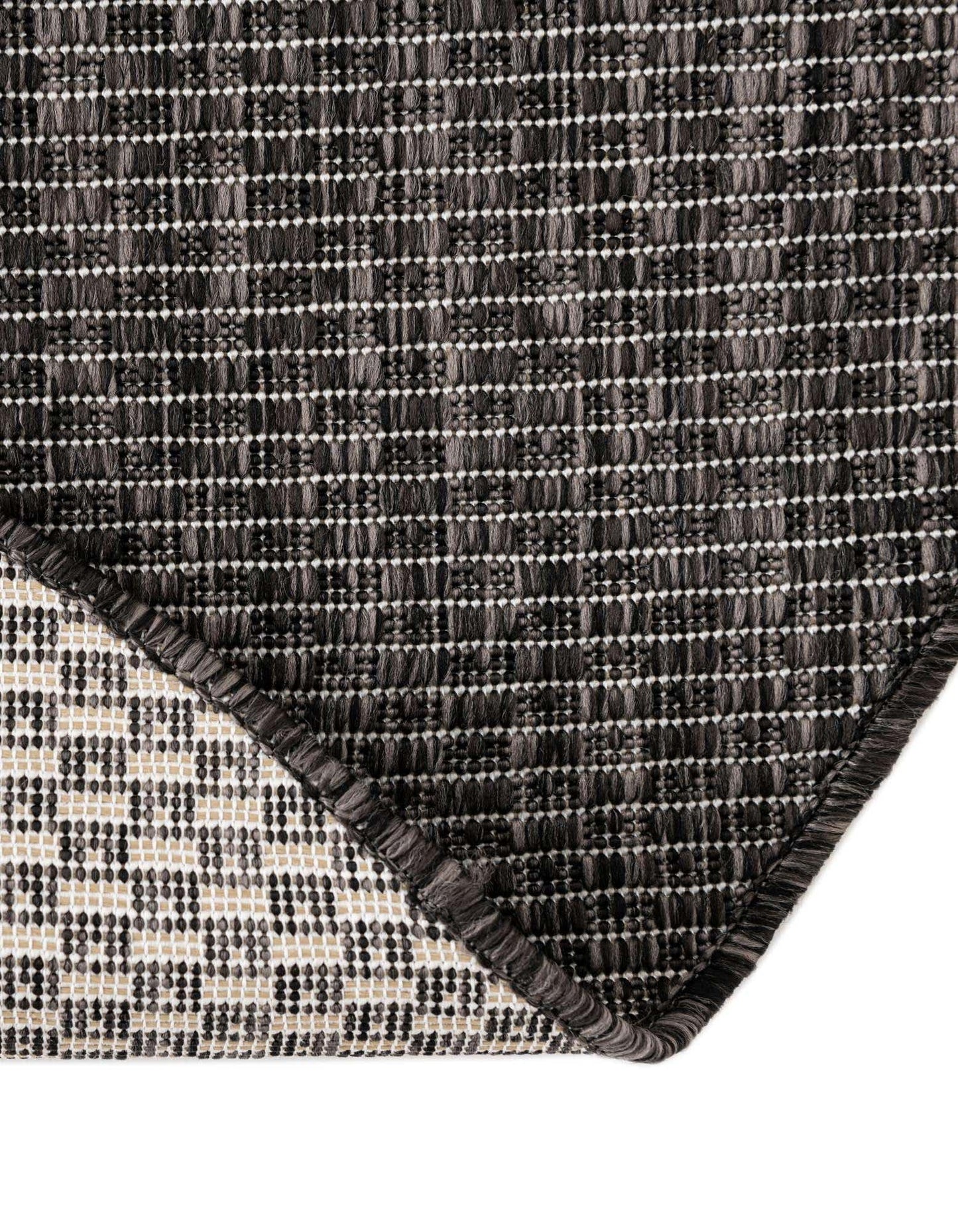 Unique Loom Collection Casual Transitional Solid Heathered Indoor/Outdoor Flatweave Area Rug (13' Round, Black/Ivory)