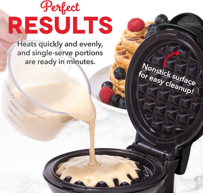 DASH Mini Waffle Maker: 4” Nonstick Waffle Iron with Quick Heat-Up, Perfect for Kids and Families