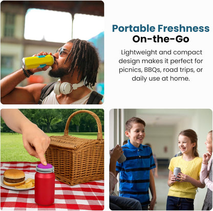 2 12oz 2 Pack Jokari Click Can Pump and Pour Carbonation Saver for Soda and Beer Cans Keep Fizzy Drinks Fresh Press On