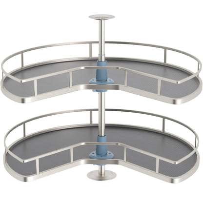 JOWBOOW 28" Kidney Corner Cabinet Lazy Susan, 270° Height Adjustable Replacement Shelves for Kitchen Corner Cabinet (Cannot be Door-Mounted)