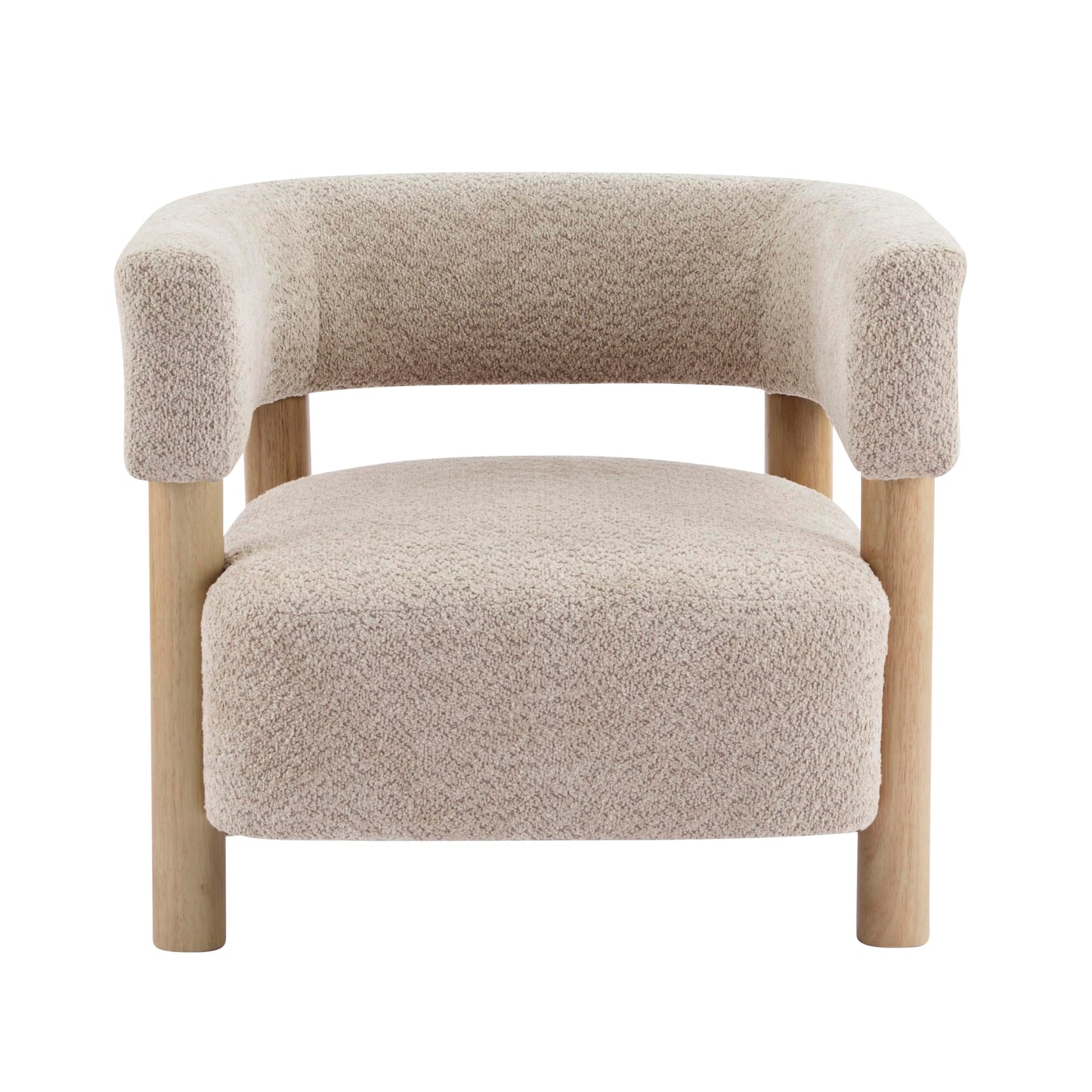 Christopher Knight Home Carly Low Profile Accent Chair, Round Backrest Side Chair, Living Room Armchair with Boucle Fabric Cushion, Comfy Reading Chair for Bedroom, Wooden Single Lounge Sofa, Wheat