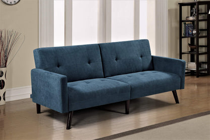 Container Furniture Direct Hasan Fabric Upholstered Living Room Tufted Sleeper Sofa, 79", Blue