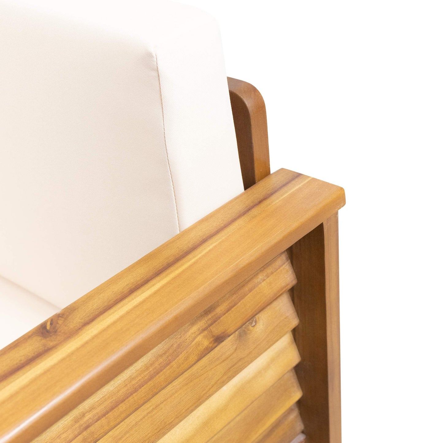 Christopher Knight Home Louver Club Chairs, Teak + Cream