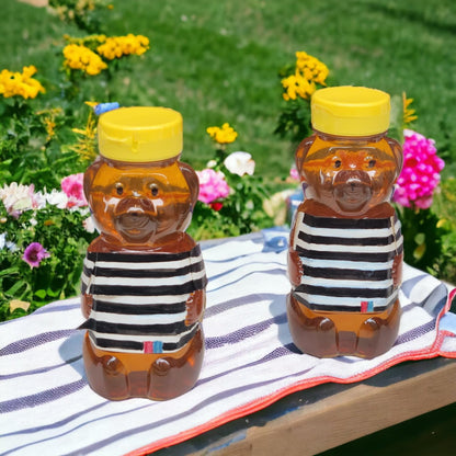 18 Pack 8 oz 12 oz Nakpunar fl Plastic PET Honey Bear Jars, Squeeze Bottles with Yellow Flip-Top Dispenser Caps w/Seals