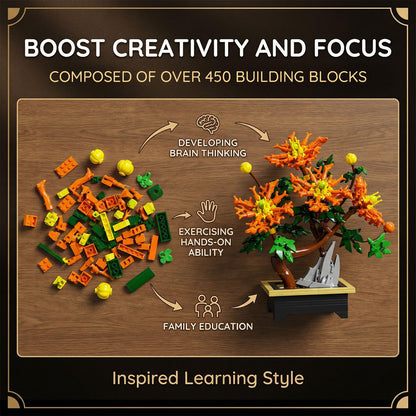 FNSJFYZS Chrysanthemum Building Set, Artificial Flower Bonsai Model Kit for Adults, Creative Botanical Collection, Home Office Desk Decor, DIY Craft Kit, Birthday Gifts (450 Pcs)