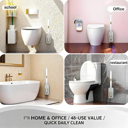 KIRIKIT 48 (1 Wand+48 Disposable Toilet Brush with Refill Heads and Holder Includes Storage Caddy&Toilet Bowl Wand