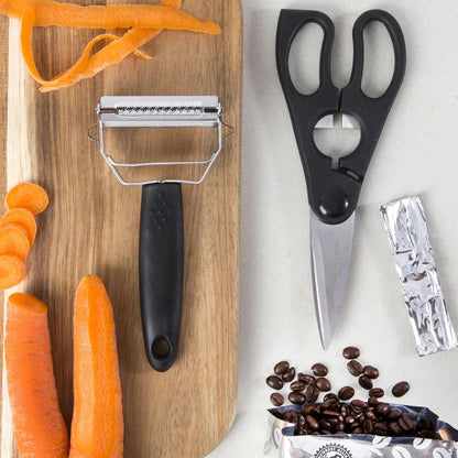 Home Hero Kitchen Knife Set - Wooden Knife Block Organizer - High Carbon Stainless Steel Blades - Ergonomic Handles with Built-In Sharpener & Kitchen Scissors - 16 Pcs, Acrylic Black