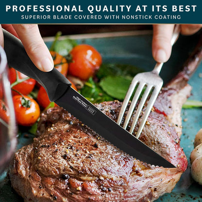 Home Hero 6 Pcs Steak Knives Set, High-Carbon Stainless Steel Razor-Sharp Serrated Knives with Ergonomic Handles