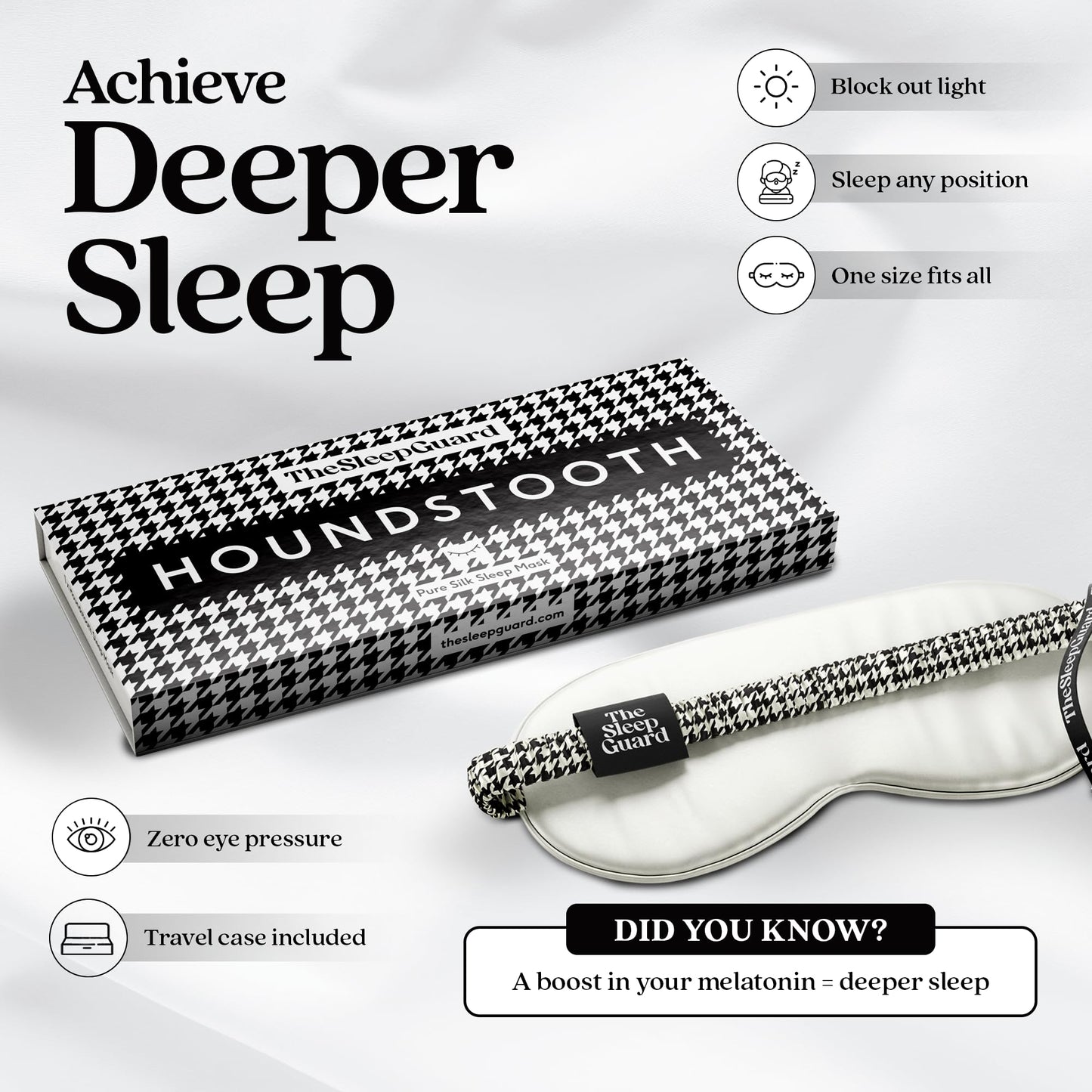 TheSleepGuard Pure Silk Sleep Mask [100% 6A Mulberry Silk, 22 Momme] Light Blocking Travel Essentials. Eye Masks for Sleeping. Black Oeko-Tex Blindfold. Eye Covers for Men & Women